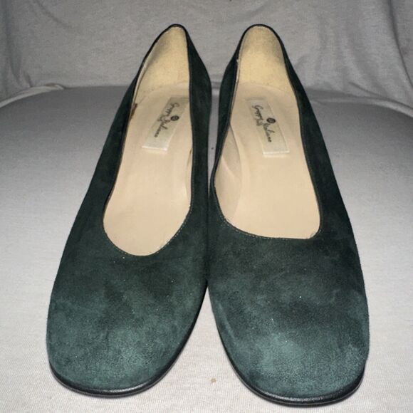 GRUPPO ITALIANO Green Suede Leather Block Heel Dress Shoes Size 9.5 - Picture 5 of 10